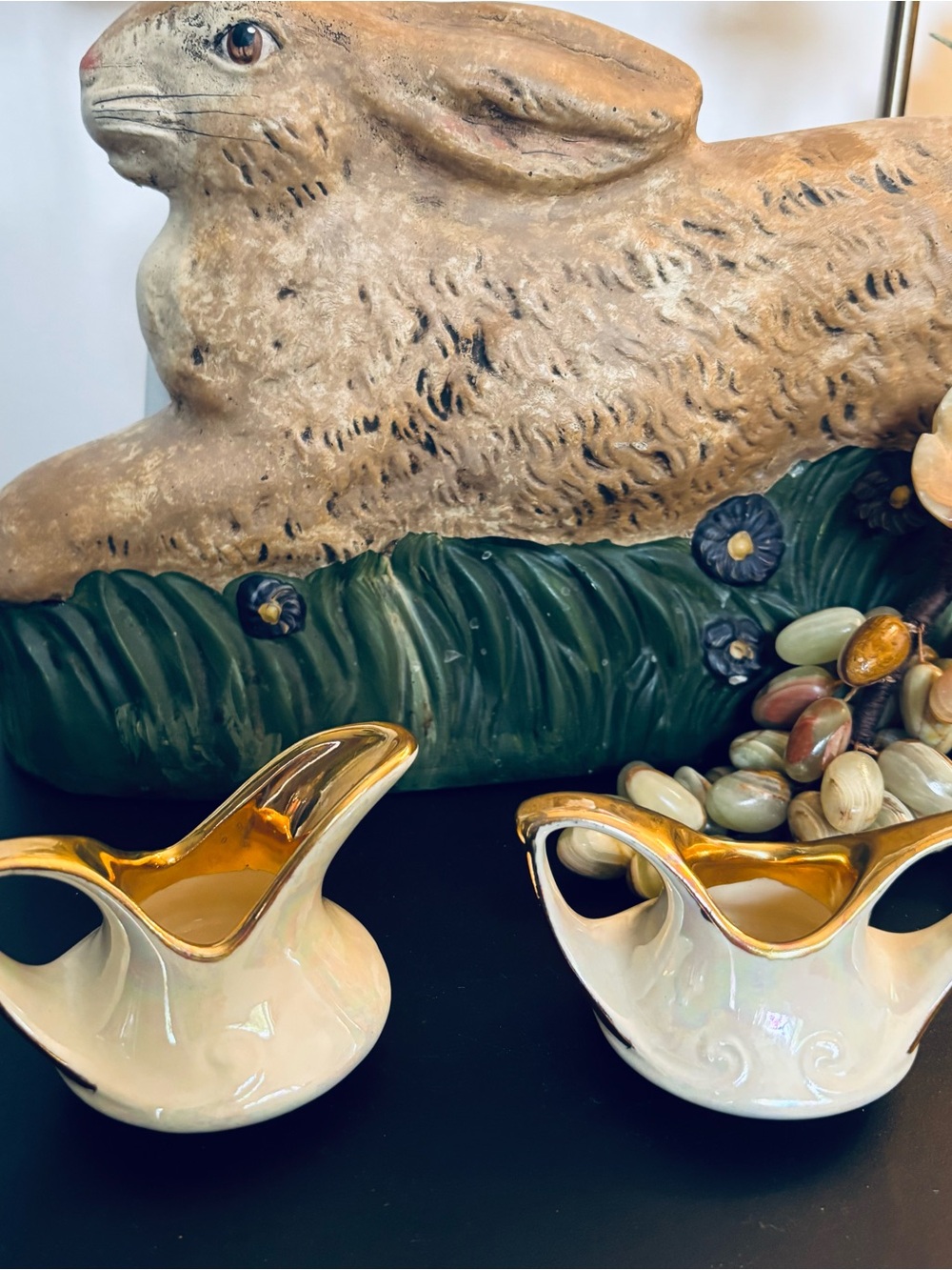 Vintage Pearl Opalescent China Cream & Sugar Set 25K tipped